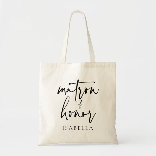 筆記体のマトロン・オブ・オナー おしゃれなウェディングギフト トートバッグ (正面)