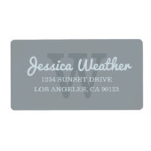 筆記体の名前|のモノグラムのな差出人住所 ラベル (正面)