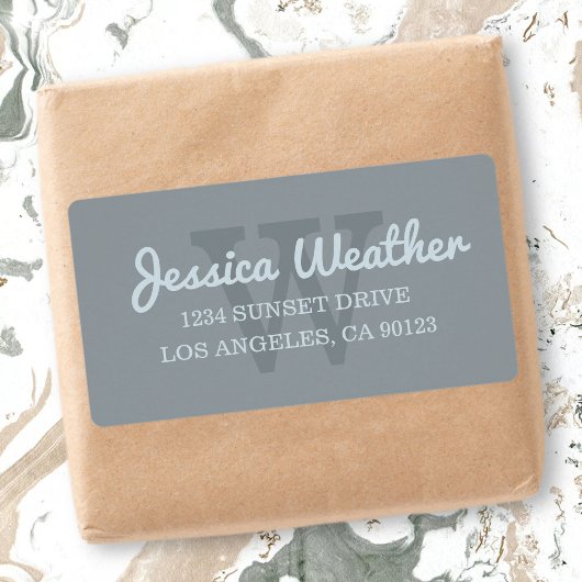 筆記体の名前|のモノグラムのな差出人住所 ラベル