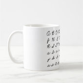 筆記体の手書きの図表 コーヒーマグカップ (左)