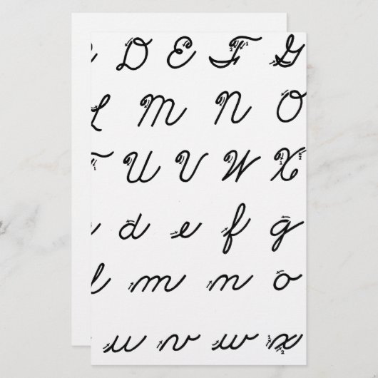 筆記体の手書きの図表 便箋 (正面/裏面)