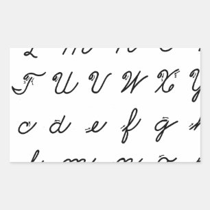 筆記体の手書きの図表 長方形シール
