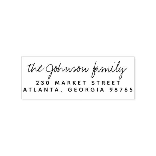 筆記体の手書きファミリ名と差出人住所 ラバースタンプ (インプリント)