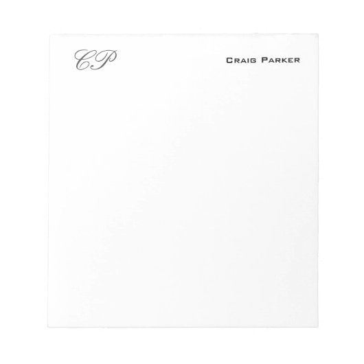 筆記体イニシャル プロフェッショナル シンプル おしゃれ ノートパッド (正面)