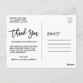 筆記体バーボンレッドフラワー結婚式御礼 ポストカード (裏面)