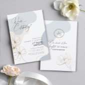 筆記体フローラ10周年記念ダスティブルーID1168 招待状