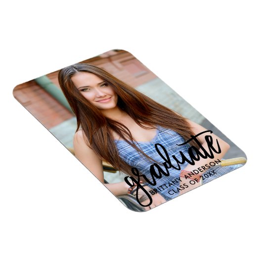 筆記体モダン写真卒業おめでとうご挨拶 マグネット (右側)