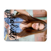 筆記体モダン写真卒業おめでとうご挨拶 マグネット (横)