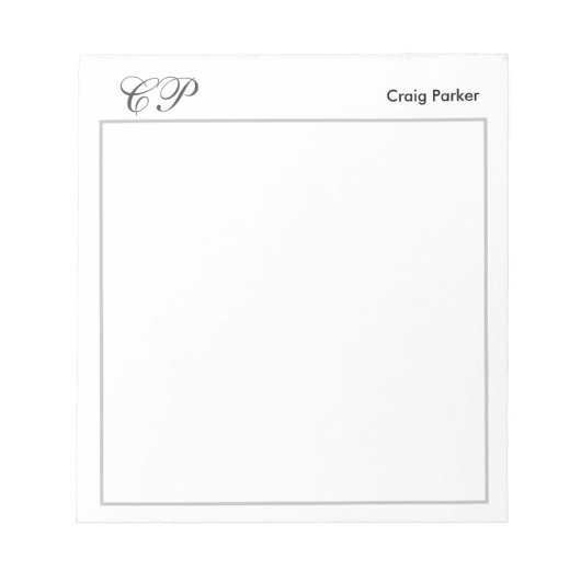 筆記体モノグラム プロフェッショナル シンプル おしゃれ ノートパッド (正面)