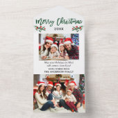 筆記体写真グリーン1枚のクリスマスカード オールインワン招待状 (内側)