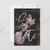 筆記体写真 Save The Date カード (正面)