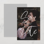 筆記体写真 Save The Date カード (正面/裏面)