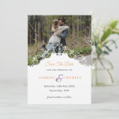 筆記体枠写真 Save the Date 招待状 (スタンド正面)