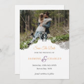 筆記体枠写真 Save the Date 招待状 (正面/裏面)