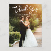 筆記体 ウェディング 花嫁 花婿 写真 ポストカード (正面)