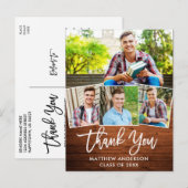 筆記体 ウッド 4 写真 卒業 ありがとう ポストカード (正面/裏面)