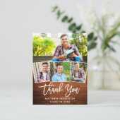 筆記体 ウッド 4 写真 卒業 ありがとう ポストカード (スタンド正面)