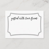 筆記体 ディスプレイ シャワーのギフト エンクロージャーカード (裏面)