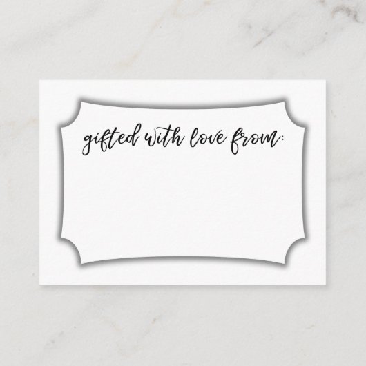 筆記体 ディスプレイ シャワーのギフト エンクロージャーカード (裏面)