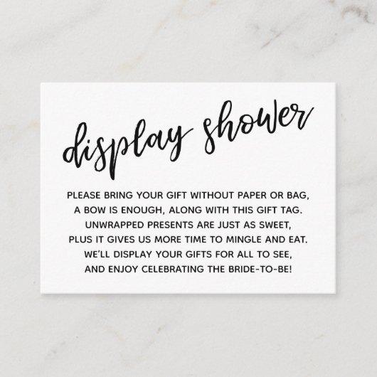 筆記体 ディスプレイ シャワーのギフト エンクロージャーカード (正面)