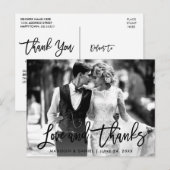 筆記体 ラブ サンクス ブラック&ホワイト フォト ポストカード (正面/裏面)