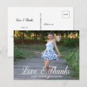 筆記体 | 写真 卒業 ありがとう ポストカード (正面/裏面)