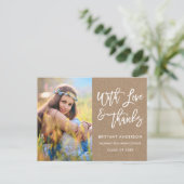 筆記体 卒業 お礼 クラフト ポストカード (スタンド正面)