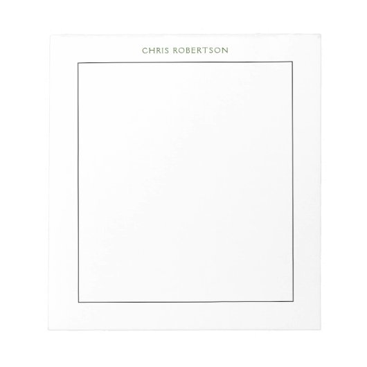 筆記体 名前 ブラック ホワイト カスタム ノートパッド (正面)