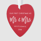 筆記体 赤い最初のクリスマス | 写真裏面 オーナメント (正面)