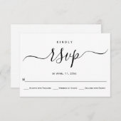 筆記書記結婚式RSVPカード 出欠カード (正面/裏面)