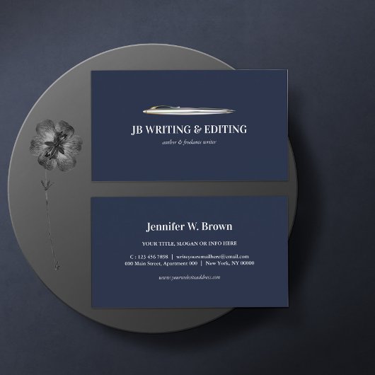 筆記者ブロガーのボールペン・ネイビー 名刺