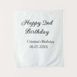 筆記 シンプル ミニマル ハッピー2歳誕生日 タペストリー