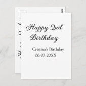 筆記 シンプル ミニマル ハッピー2歳誕生日 ポストカード (正面/裏面)