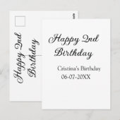 筆記 簡潔 ミニマル ハッピー2歳の誕生日 ポストカード (正面/裏面)