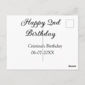 筆記 簡潔 ミニマル ハッピー2歳の誕生日 ポストカード (裏面)