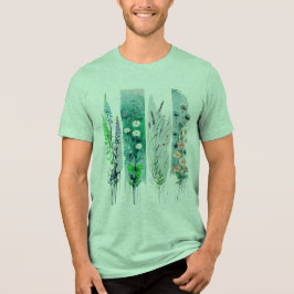 筆跡のあるパステルフラワーデザイン トライブレンドＴシャツ