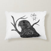 筆跡のある木の枝のペレグリン《鳥》ハヤブサ アクセントクッション (正面)