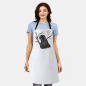 筆跡のある木の枝のペレグリン《鳥》ハヤブサ エプロン (着用した状態)