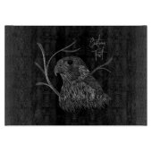 筆跡のある木の枝のペレグリン《鳥》ハヤブサ カッティングボード (正面)