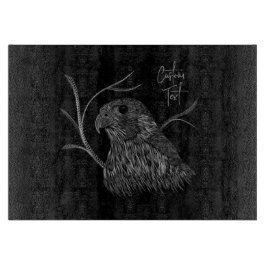 筆跡のある木の枝のペレグリン《鳥》ハヤブサ カッティングボード