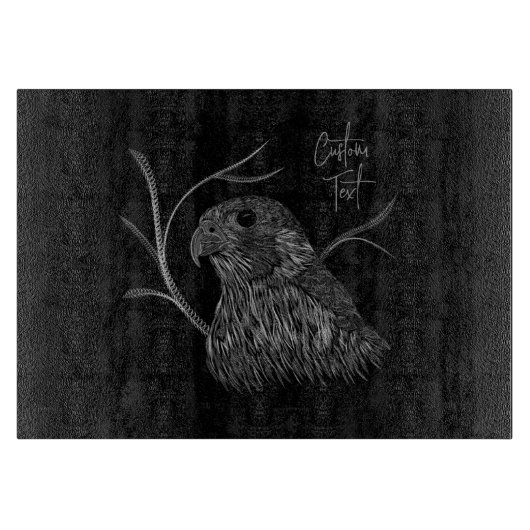 筆跡のある木の枝のペレグリン《鳥》ハヤブサ カッティングボード (正面)