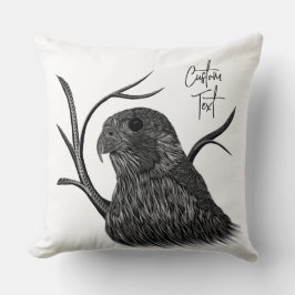 筆跡のある木の枝のペレグリン《鳥》ハヤブサ クッション