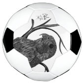 筆跡のある木の枝のペレグリン《鳥》ハヤブサ サッカーボール (回転)