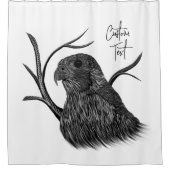 筆跡のある木の枝のペレグリン《鳥》ハヤブサ シャワーカーテン (正面)