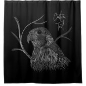 筆跡のある木の枝のペレグリン《鳥》ハヤブサ シャワーカーテン (正面)