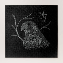 筆跡のある木の枝のペレグリン《鳥》ハヤブサ ジグソーパズル