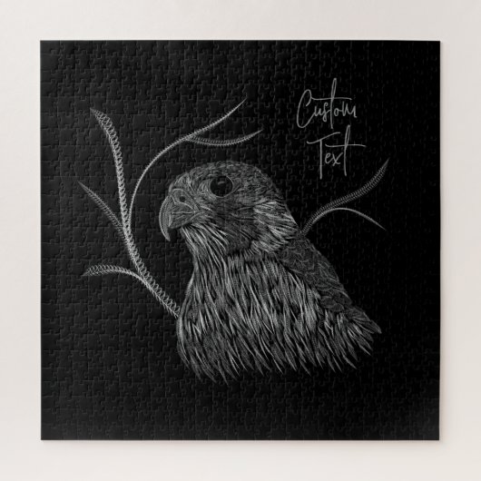 筆跡のある木の枝のペレグリン《鳥》ハヤブサ ジグソーパズル (縦)