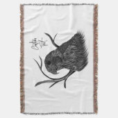 筆跡のある木の枝のペレグリン《鳥》ハヤブサ スローブランケット (正面縦)