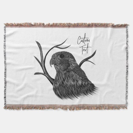 筆跡のある木の枝のペレグリン《鳥》ハヤブサ スローブランケット (正面)