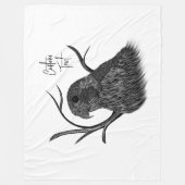 筆跡のある木の枝のペレグリン《鳥》ハヤブサ フリースブランケット (正面)